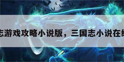 三国志游戏攻略小说版，三国志小说在线阅读