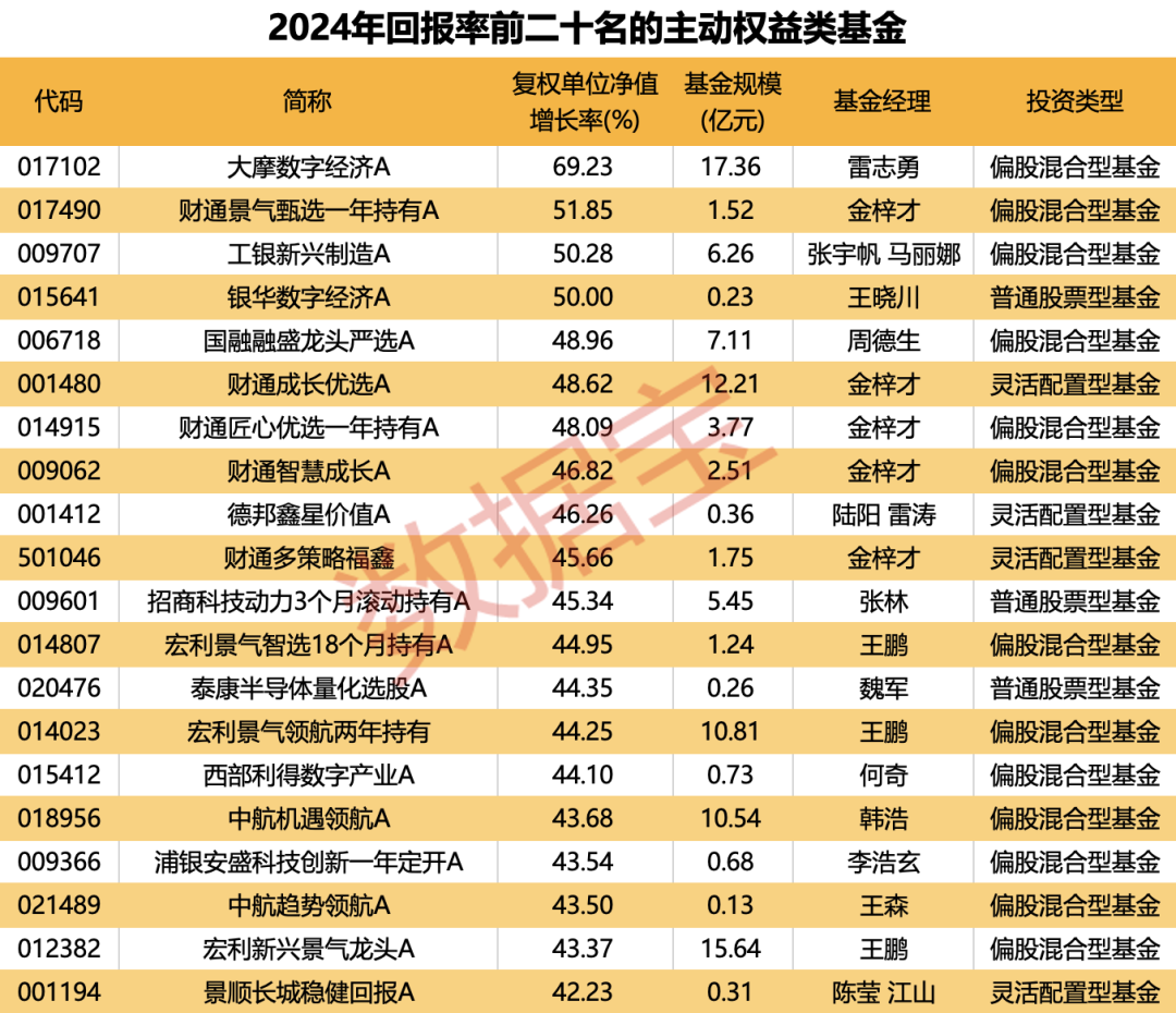 基金画像｜重仓AI，大摩年度回报率近70%！小盘基金表现占优