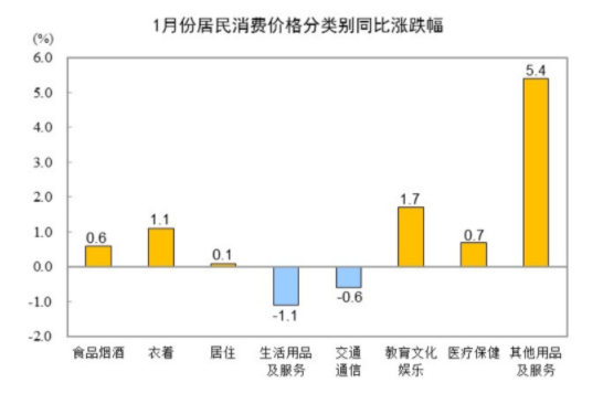 国家统计局：2025年1月份居民消费价格同比上涨0.5%